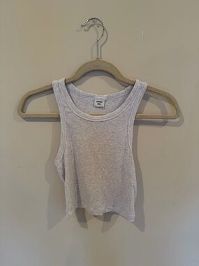 Sunday Best Light Heather Gray Ribbed Cropped Tank